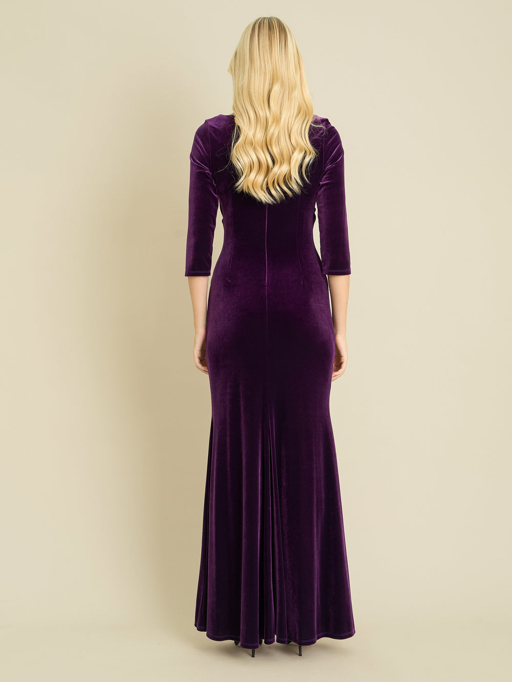 Sophie Velvet Maxi Dress With 3/4 Sleeve