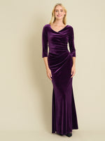 Sophie Velvet Maxi Dress With 3/4 Sleeve