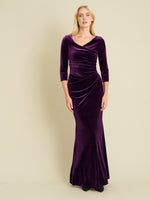Sophie Velvet Maxi Dress With 3/4 Sleeve