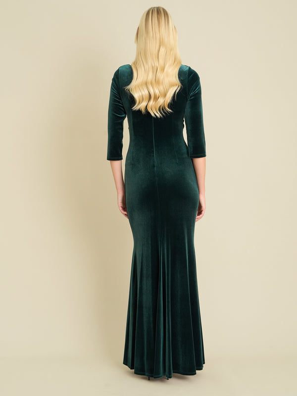 Sophie Velvet Maxi Dress With 3/4 Sleeve