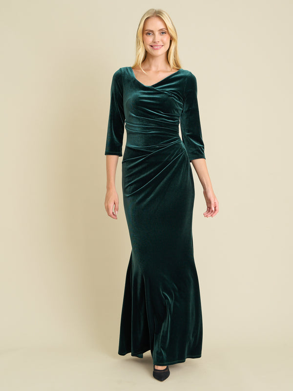 Sophie Velvet Maxi Dress With 3/4 Sleeve