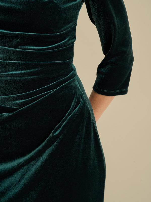 Sophie Velvet Maxi Dress With 3/4 Sleeve