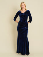 Sophie Velvet Maxi Dress With 3/4 Sleeve