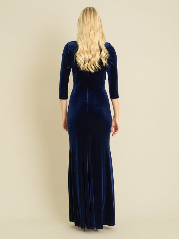 Sophie Velvet Maxi Dress With 3/4 Sleeve