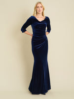 Sophie Velvet Maxi Dress With 3/4 Sleeve