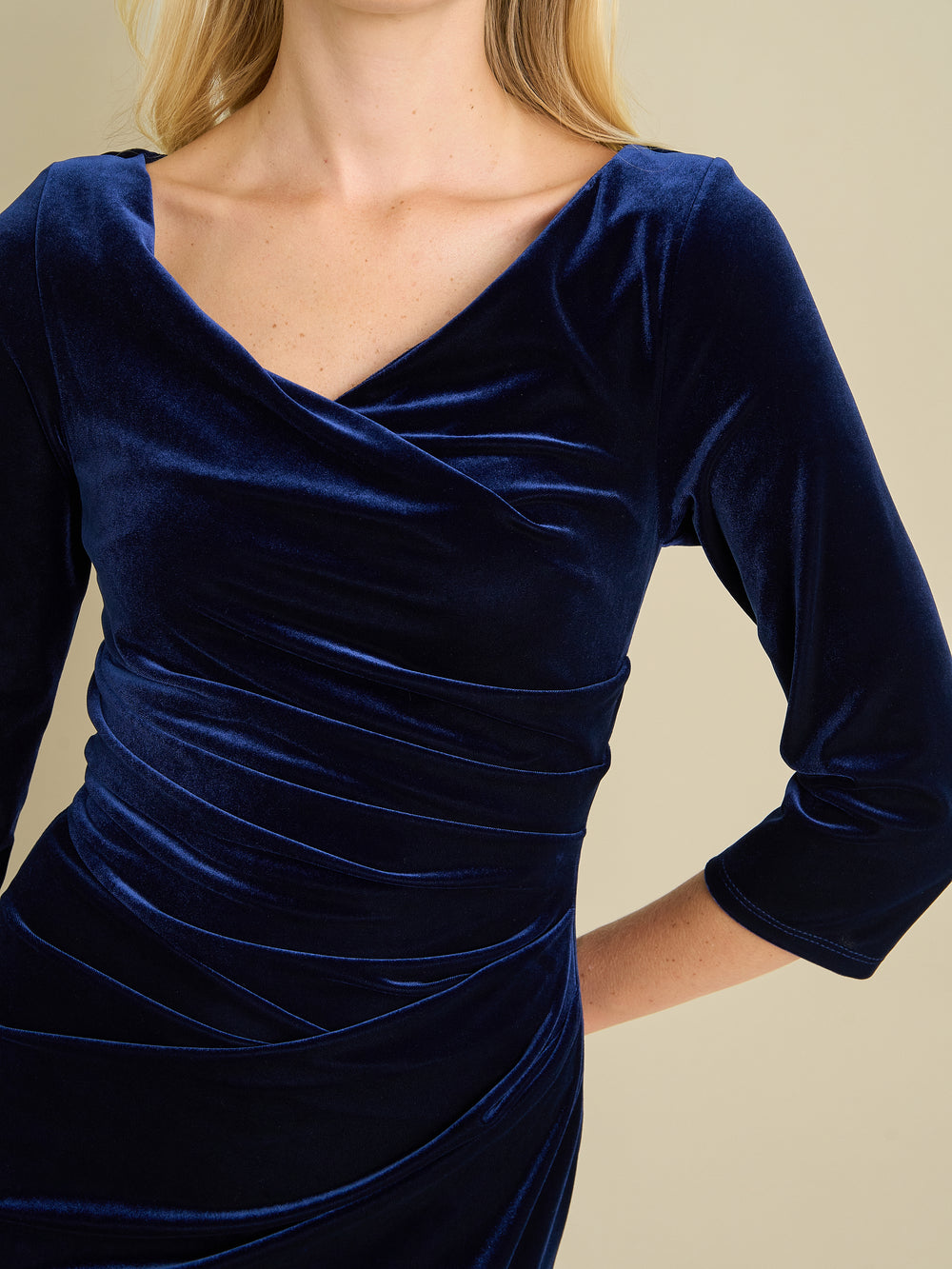 Sophie Velvet Maxi Dress With 3/4 Sleeve