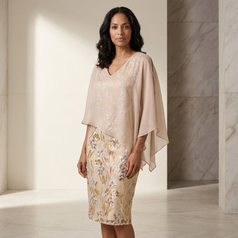 Monroe Short Embroidered Dress With Chiffon Bodice