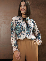 Daria Floral Blouse With Tie Neck