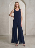 Sleeveless Chiffon Beaded Hem Top
