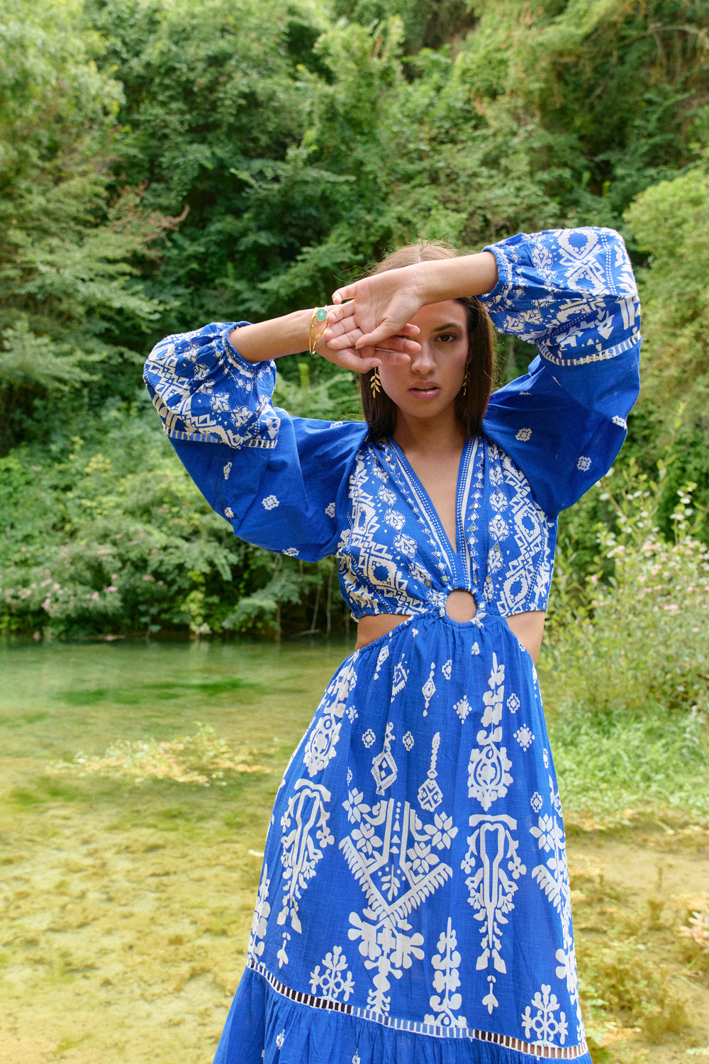 Piti Cuiti Blue Grecia Maxi Dress Gina Bacconi Piti Cuiti Blue Grecia Maxi Dress Gina Bacconi