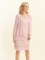 Camira Lace Shoulder Bead Tier Jacket Dress