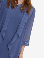 Joseline Chiffon Dress and Jacket With Beaded Neckline