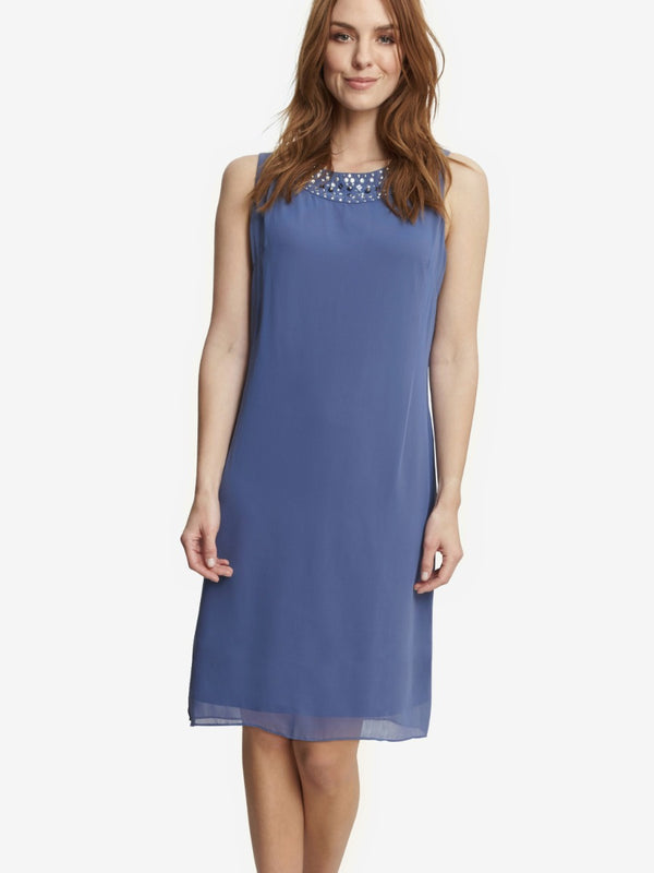 Joseline Chiffon Dress and Jacket With Beaded Neckline