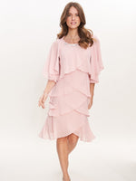 Toni Chiffon Tier Jacket Dress With Beaded Neck