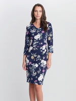 Aliya Printed Jersey Cowl Neck Dress