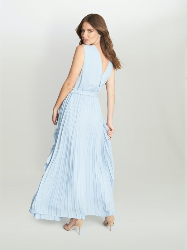 Caprice Maxi Dress With Frill Detail And Pleat Skirt