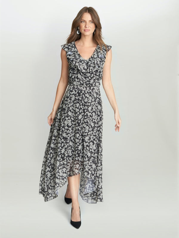 Dorina V Neck Hankerchief Dress