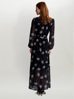 Promise Print Georgette Dress With Longsleeves  & Self Belt