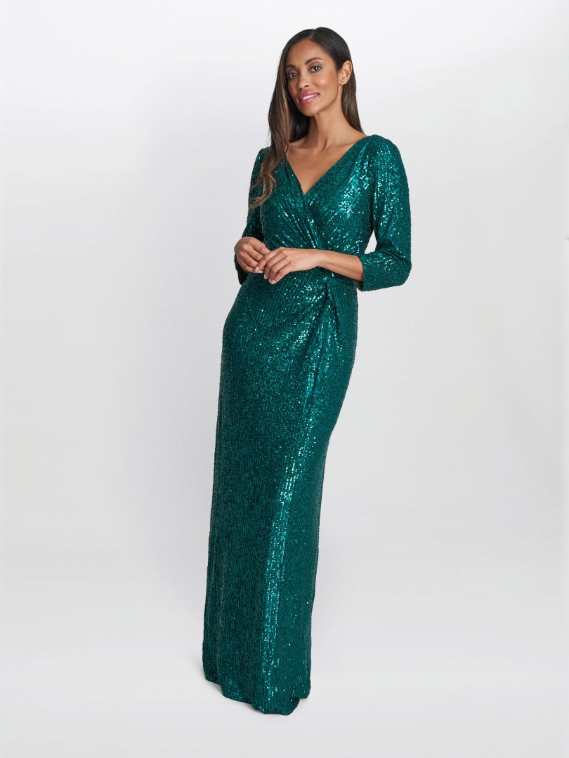 venus green sequin dress RIXO London Venus Sequin Cocktail Dress in Green