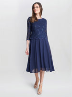 Rona Midi Dress With Lace Bodice & Chiffon Skirt