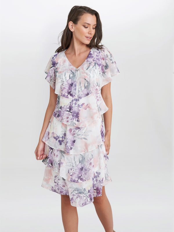 Chloe Floral Print Tiered Dress