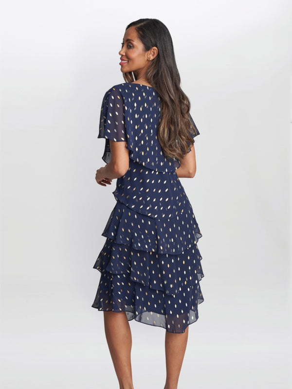 Juliette Foil Print Tier Dress