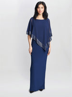 Amber Maxi Asymmetrical Cape Dress