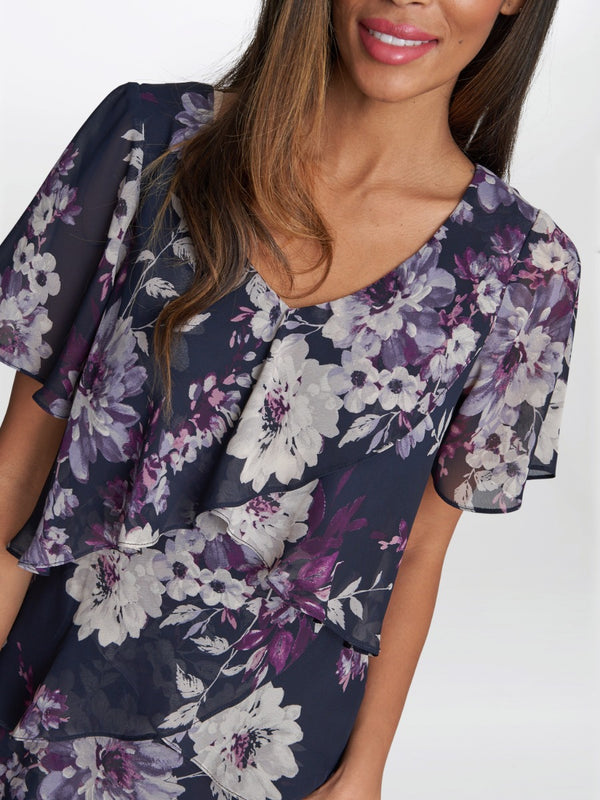 Paula Printed V Neck Tier Dress