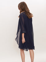 Joseline Short Chiffon Jacket Dress With Beaded Neckline