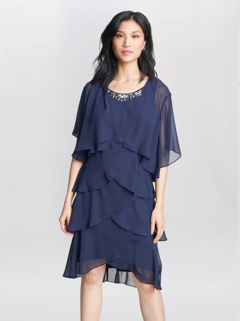 Gina bacconi nora cape dress best sale