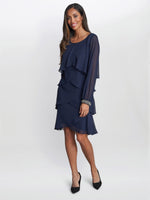 Sakura Long Sleeved Tiered Dress With Rhinestone Beading At Cuff