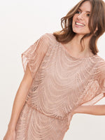 Arleen Long Blouson Fringe Hem Dress