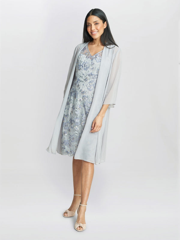 Tracy Embroidered Dress & Chiffon Jacket