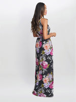 Claudia Printed Halter Maxi Dress With Belt