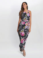 Claudia Printed Halter Maxi Dress With Belt