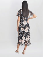 Frances Printed Midi Tiered Dress With Trim