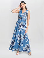 Gayle Printed Maxi Dress With Ruched Waist