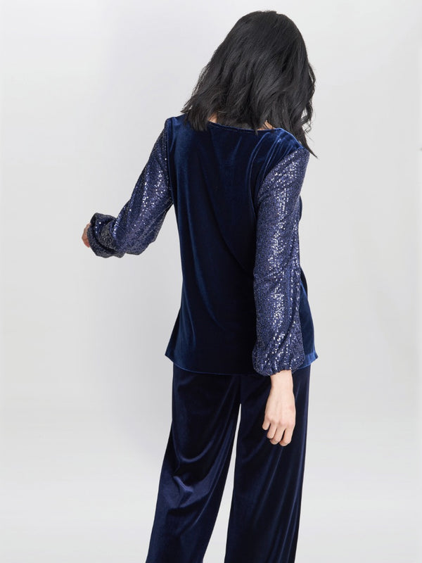 Ines Velvet Blouse With Illusion Bubble Sleeves