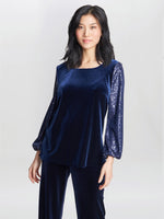 Ines Velvet Blouse With Illusion Bubble Sleeves