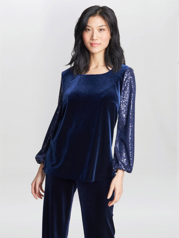 Ines Velvet Blouse With Illusion Bubble Sleeves