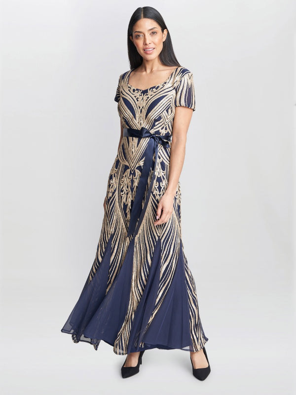 Amelia Sweetheart Neck Embroidered Maxi Dress