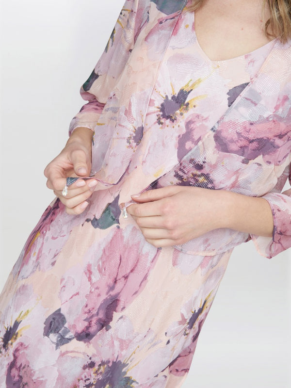 Nadia Midi Length Chiffon Printed Dress And Jacket