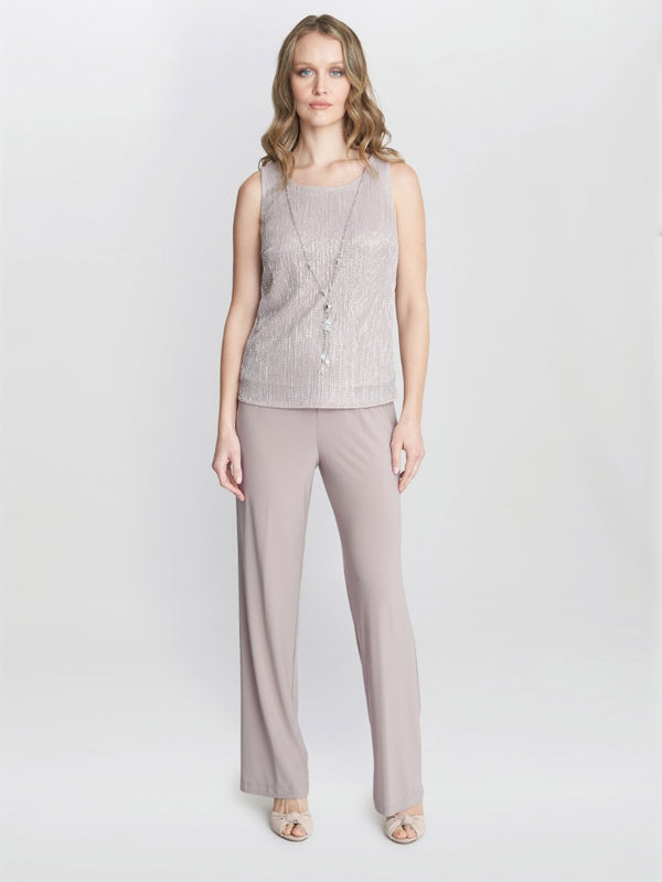 Natasha Three Piece Metallic Crinkle Trouser Suit