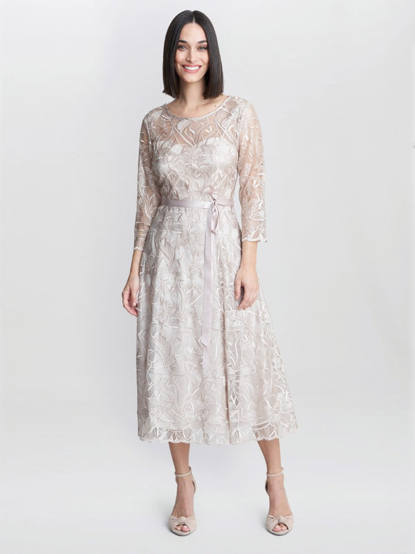 Veronica Midi Embroidered Tulle Dress