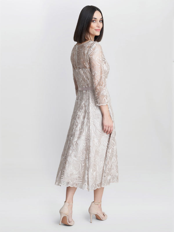 Veronica Midi Embroidered Tulle Dress