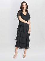 Rebecca Midi Tiered Dress With Shoulder Trim