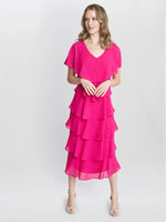 Rebecca Midi Tiered Dress With Shoulder Trim