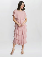 Tessa Midi Tiered Dress With Shoulder Trim