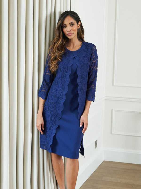 Clarabelle Mock Lace Jacket And Crepe Dress