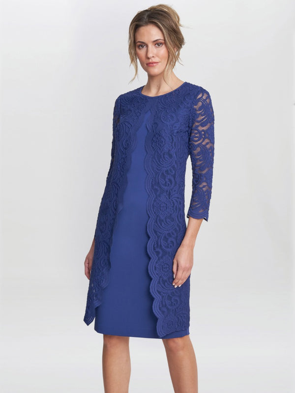 Clarabelle Mock Lace Jacket And Crepe Dress